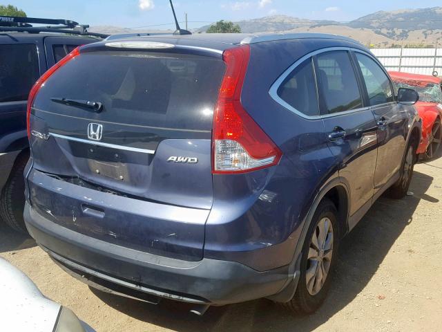 5J6RM4H78CL056785 - 2012 HONDA CR-V EXL BLUE photo 4