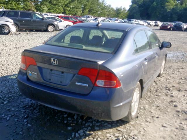 JHMFA36207S020571 - 2007 HONDA CIVIC HYBR BLUE photo 4