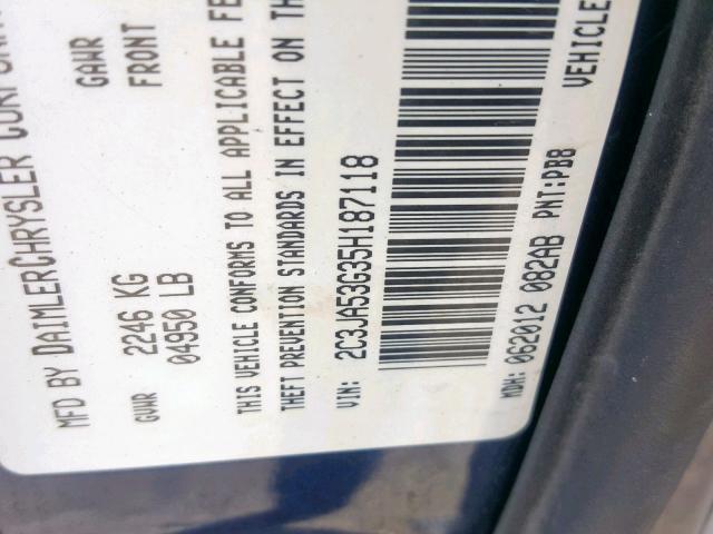 2C3JA53G35H187118 - 2005 CHRYSLER 300 TOURIN BLUE photo 10