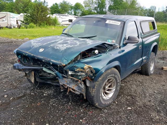 1B7GG26Y7WS762001 - 1998 DODGE DAKOTA GREEN photo 2