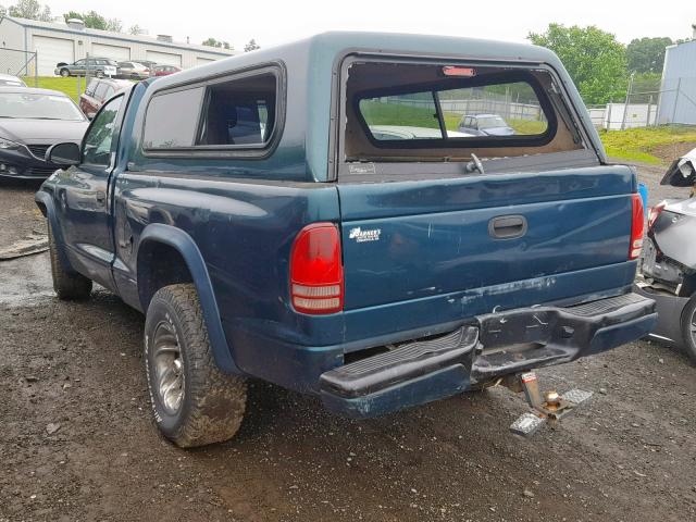 1B7GG26Y7WS762001 - 1998 DODGE DAKOTA GREEN photo 3