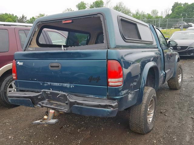 1B7GG26Y7WS762001 - 1998 DODGE DAKOTA GREEN photo 4