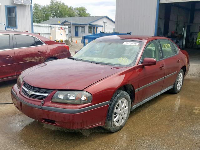 2G1WF52E819230108 - 2001 CHEVROLET IMPALA MAROON photo 2