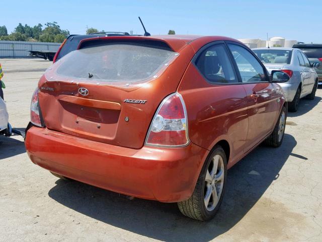 KMHCN36C97U013894 - 2007 HYUNDAI ACCENT SE RED photo 4