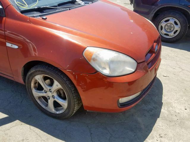 KMHCN36C97U013894 - 2007 HYUNDAI ACCENT SE RED photo 9