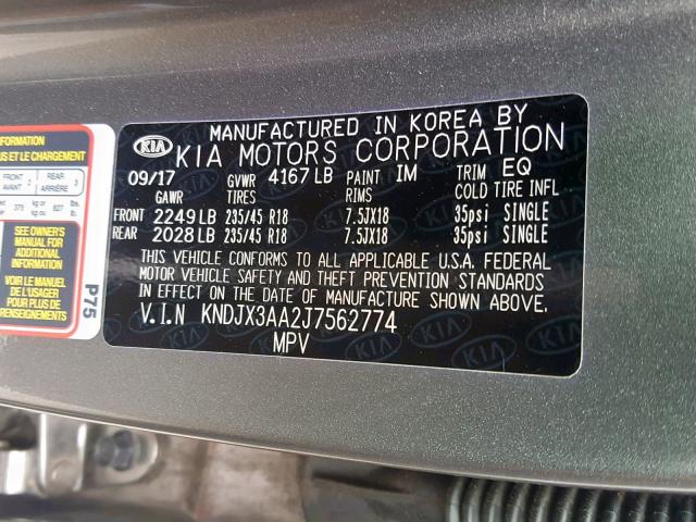 KNDJX3AA2J7562774 - 2018 KIA SOUL ! Boz foto 10