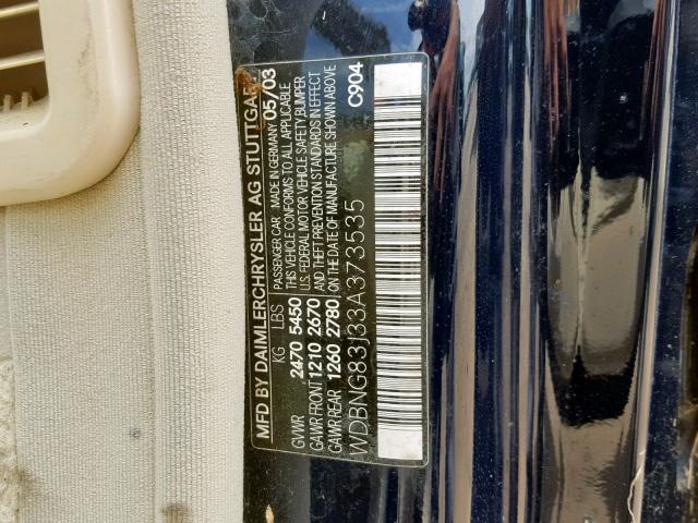 WDBNG83J33A373535 - 2003 MERCEDES-BENZ S 430 4MAT BLUE photo 10