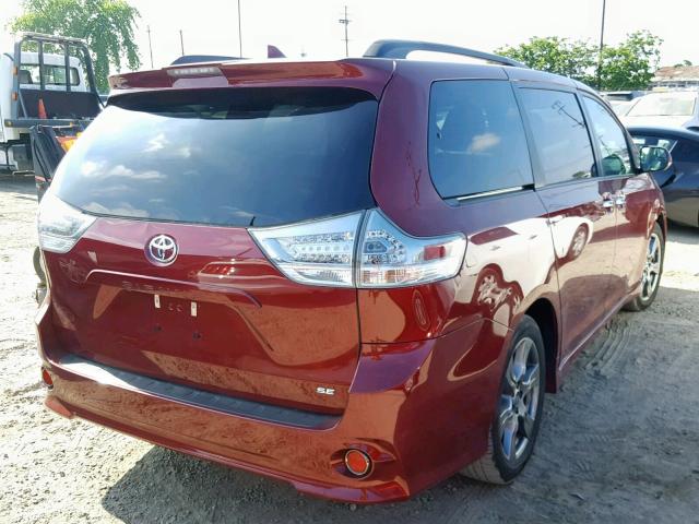 5TDXZ3DC4KS986658 - 2019 TOYOTA SIENNA SE BURGUNDY photo 4