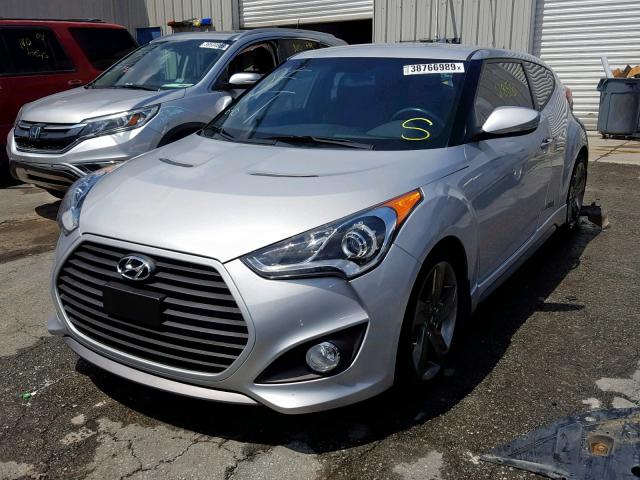 KMHTC6AE0FU233116 - 2015 HYUNDAI VELOSTER T SILVER photo 2