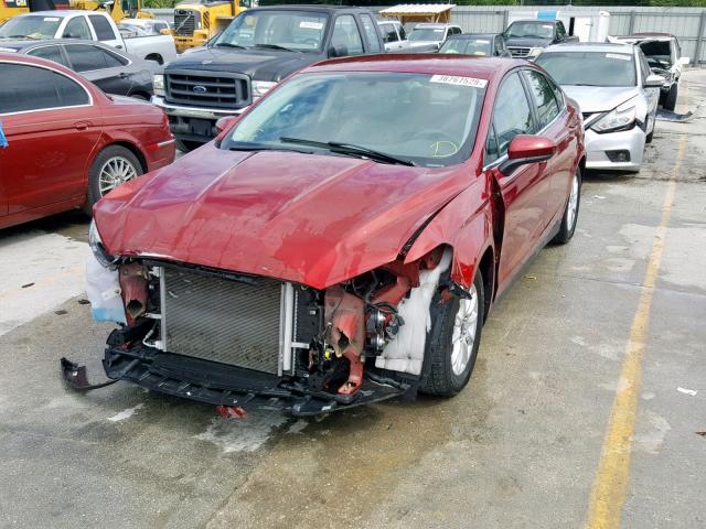 3FA6P0G71FR190074 - 2015 FORD FUSION S RED photo 2