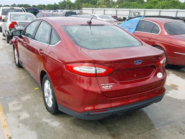 3FA6P0G71FR190074 - 2015 FORD FUSION S RED photo 3