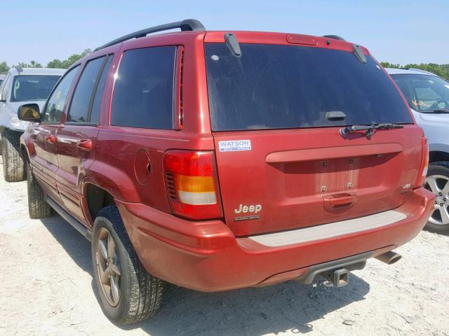 1J8GW68J72C155443 - 2002 JEEP GRAND CHER RED photo 3