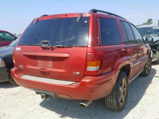 1J8GW68J72C155443 - 2002 JEEP GRAND CHER RED photo 4