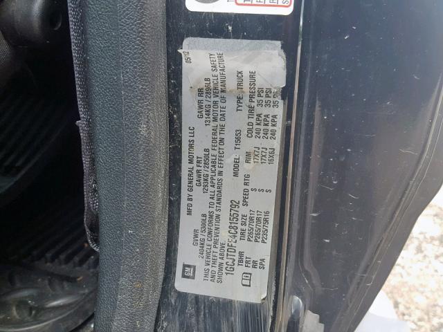 1GCJTDFE4C8155792 - 2012 CHEVROLET COLORADO L BLACK photo 10