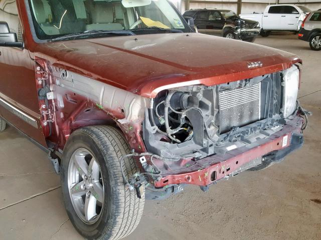 1J8GP58K38W109101 - 2008 JEEP LIBERTY LI RED photo 9