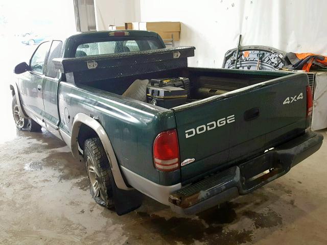 1B7GG22N8YS728017 - 2000 DODGE DAKOTA GREEN photo 3