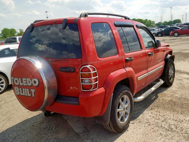 1J4GL58K22W301016 - 2002 JEEP LIBERTY LI RED photo 4