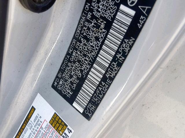 JTKDE177350044053 - 2005 TOYOTA SCION TC 银色 照片 10