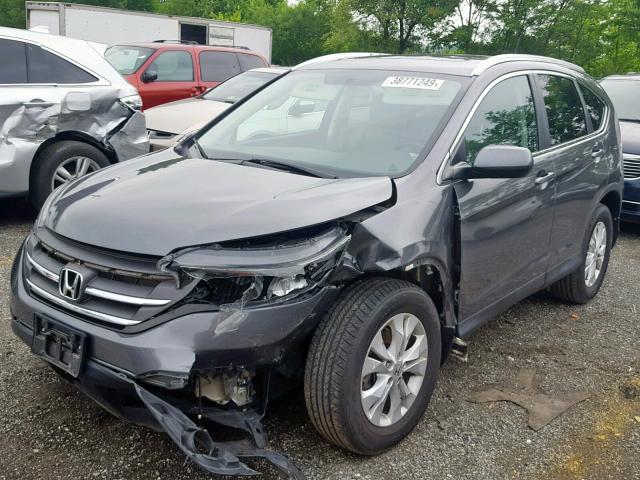 2HKRM4H78EH704249 - 2014 HONDA CR-V EXL GRAY photo 2