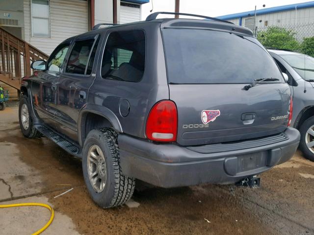 1B4HS48N12F189310 - 2002 DODGE DURANGO SL GRAY photo 3