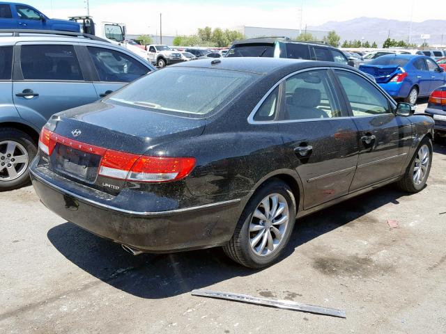 KMHFC46F78A319224 - 2008 HYUNDAI AZERA SE BLACK photo 4