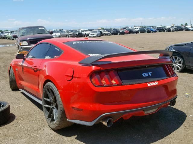 1FA6P8CF5F5318847 - 2015 FORD MUSTANG GT RED photo 3