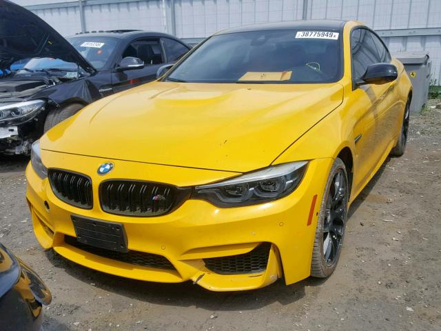 WBS4Y9C50JAC86784 - 2018 BMW M4 YELLOW photo 2