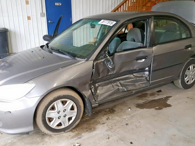 1HGES16485L023632 - 2005 HONDA CIVIC DX GRAY photo 10