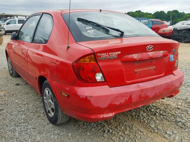 KMHCG35C85U358956 - 2005 HYUNDAI ACCENT GS RED photo 3