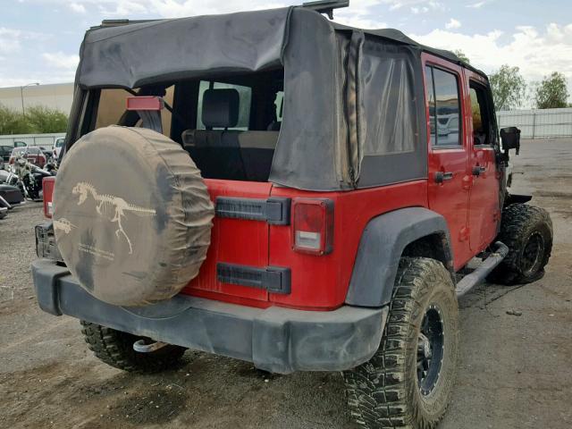 1J4GA39107L147396 - 2007 JEEP WRANGLER X RED photo 4