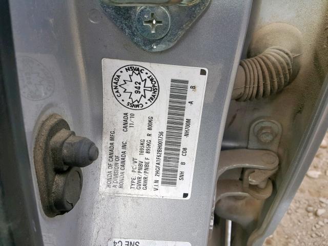 2HGFA1F62BH001756 - 2011 HONDA CIVIC LX-S Gümüş foto 10