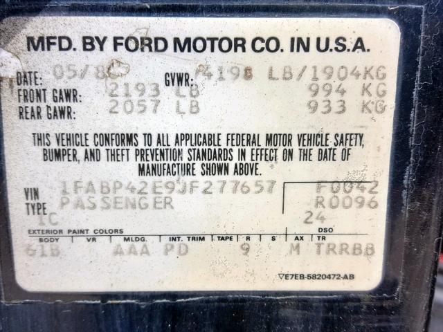 1FABP42E9JF277657 - 1988 FORD MUSTANG GT BLACK photo 10