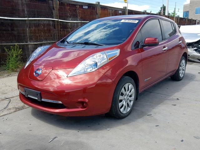 1N4AZ0CP3EC339740 - 2014 NISSAN LEAF S RED photo 2