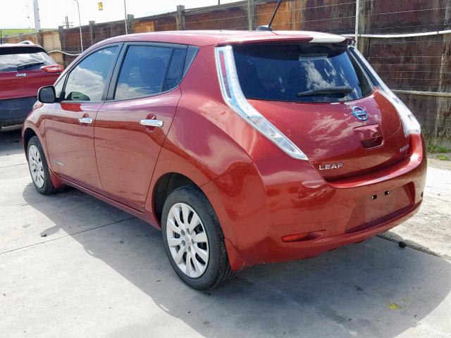 1N4AZ0CP3EC339740 - 2014 NISSAN LEAF S RED photo 3