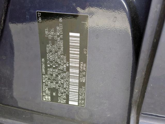 JTLZE4FE4CJ021035 - 2012 TOYOTA SCION XB 灰色 照片 10