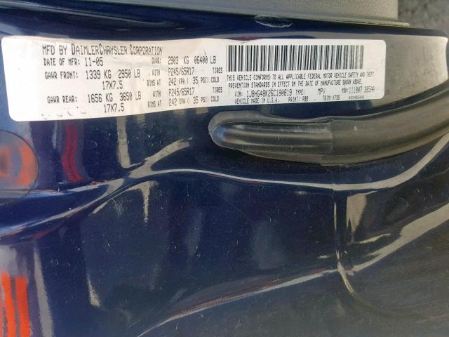 1J8HG48K26C180819 - 2006 JEEP COMMANDER BLUE photo 10