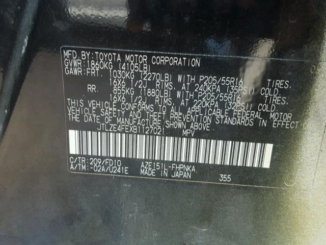 JTLZE4FEXB1127021 - 2011 TOYOTA SCION XB Ақ фото 10