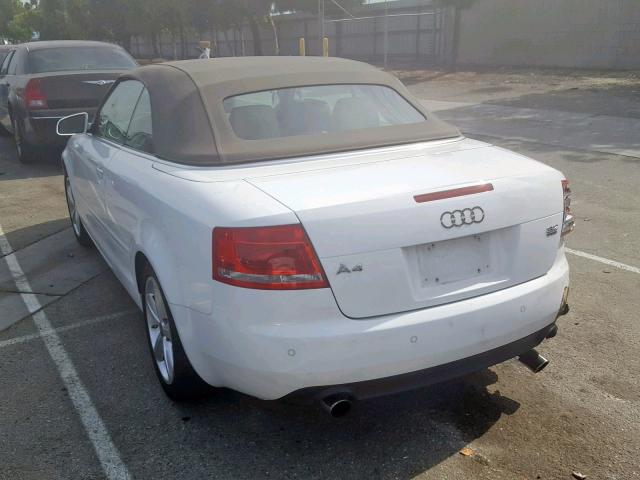 WAUDH48HX8K008034 - 2008 AUDI A4 3.2 CAB WHITE photo 3