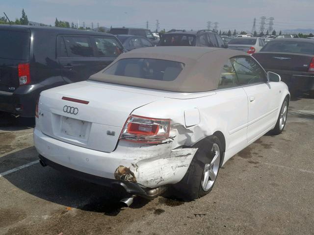 WAUDH48HX8K008034 - 2008 AUDI A4 3.2 CAB WHITE photo 4