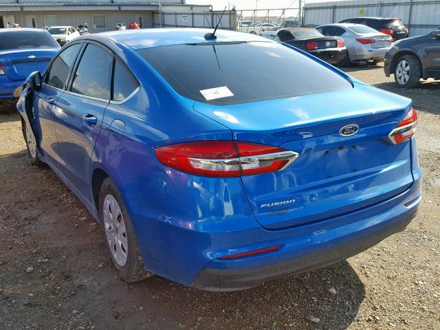 3FA6P0G76KR171675 - 2019 FORD FUSION S BLUE photo 3