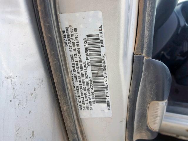 4S3BK675XX7306647 - 1999 SUBARU LEGACY GT SILVER photo 10