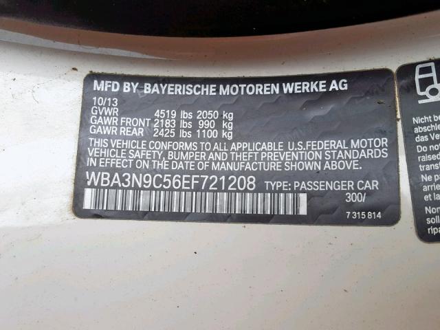 WBA3N9C56EF721208 - 2014 BMW 428 XI WHITE photo 10