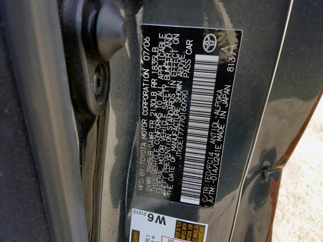 JTKDE177770160990 - 2007 TOYOTA SCION TC BLACK photo 10