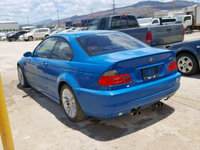 WBSBL93432JR12923 - 2002 BMW M3 BLUE photo 3