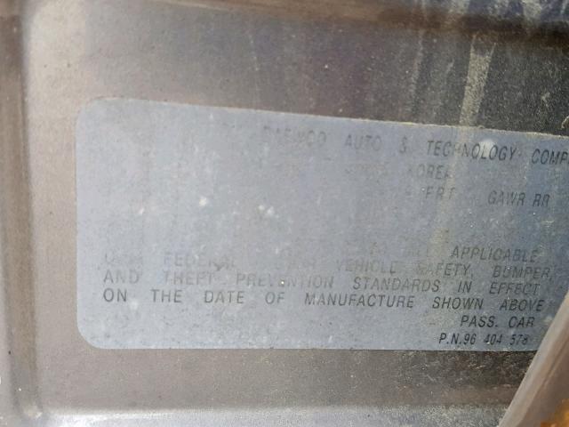 KL1TD56626B526385 - 2006 CHEVROLET AVEO BASE Сұр фото 10