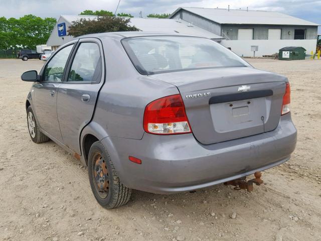 KL1TD56626B526385 - 2006 CHEVROLET AVEO BASE Сұр фото 3