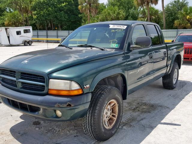 1B7GG2AN9YS661803 - 2000 DODGE DAKOTA QUA GREEN photo 2