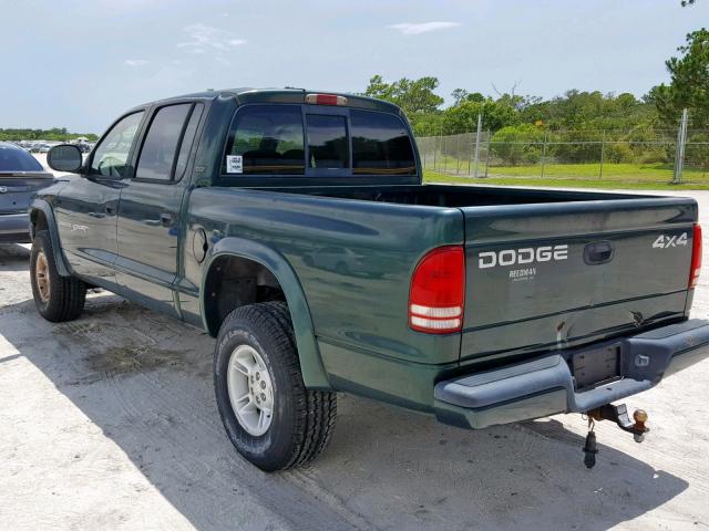 1B7GG2AN9YS661803 - 2000 DODGE DAKOTA QUA GREEN photo 3