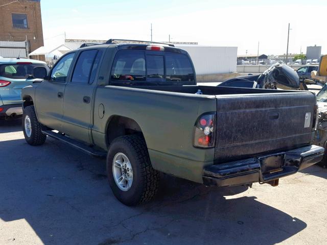 1B7GG2AN1YS719984 - 2000 DODGE DAKOTA QUA GREEN photo 3