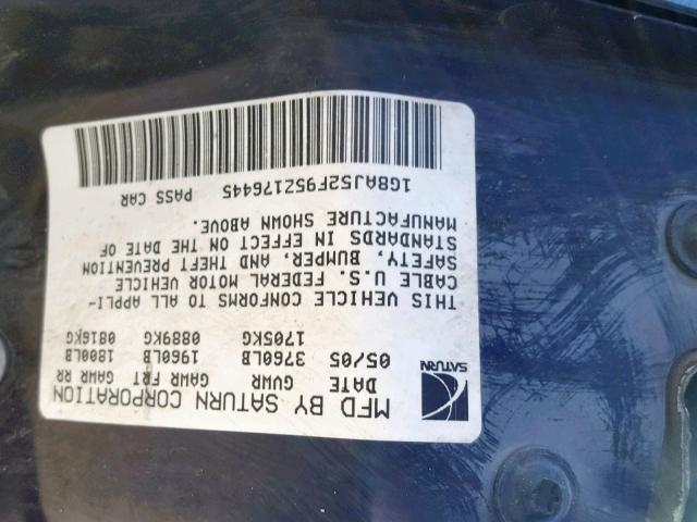 1G8AJ52F95Z176445 - 2005 SATURN ION LEVEL GRAY photo 10